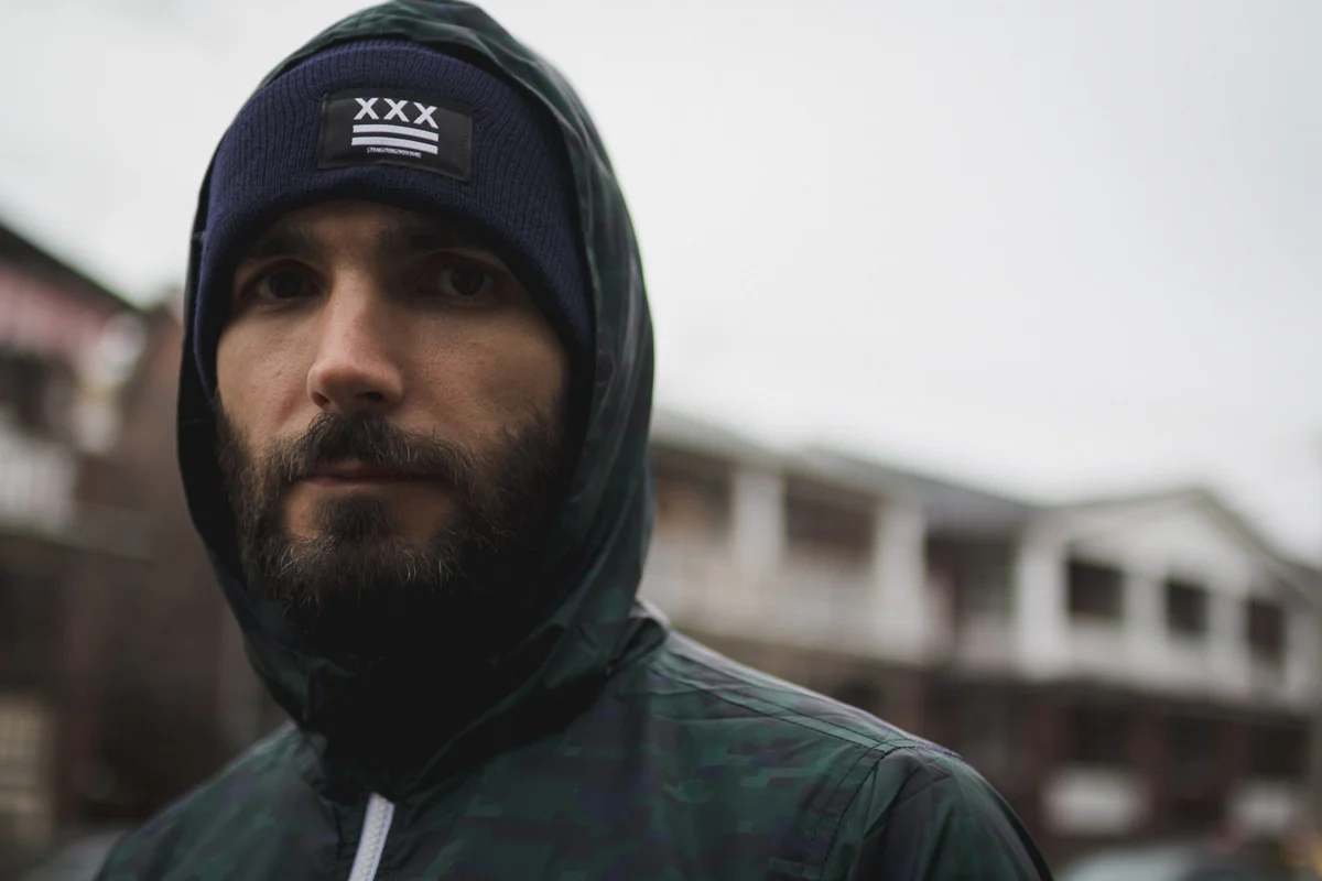 SXE Flag Beanie in Navy Blue - Image 3