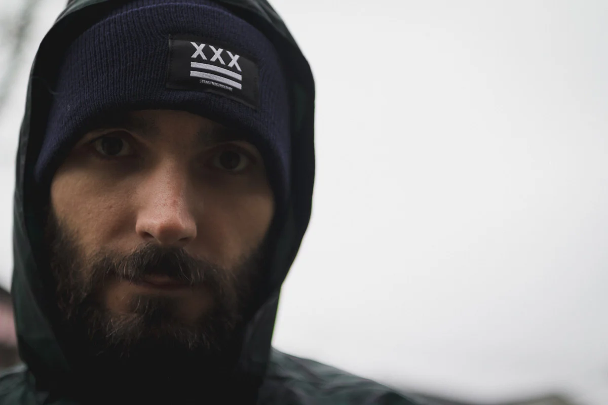 SXE Flag Beanie in Navy Blue - Image 5