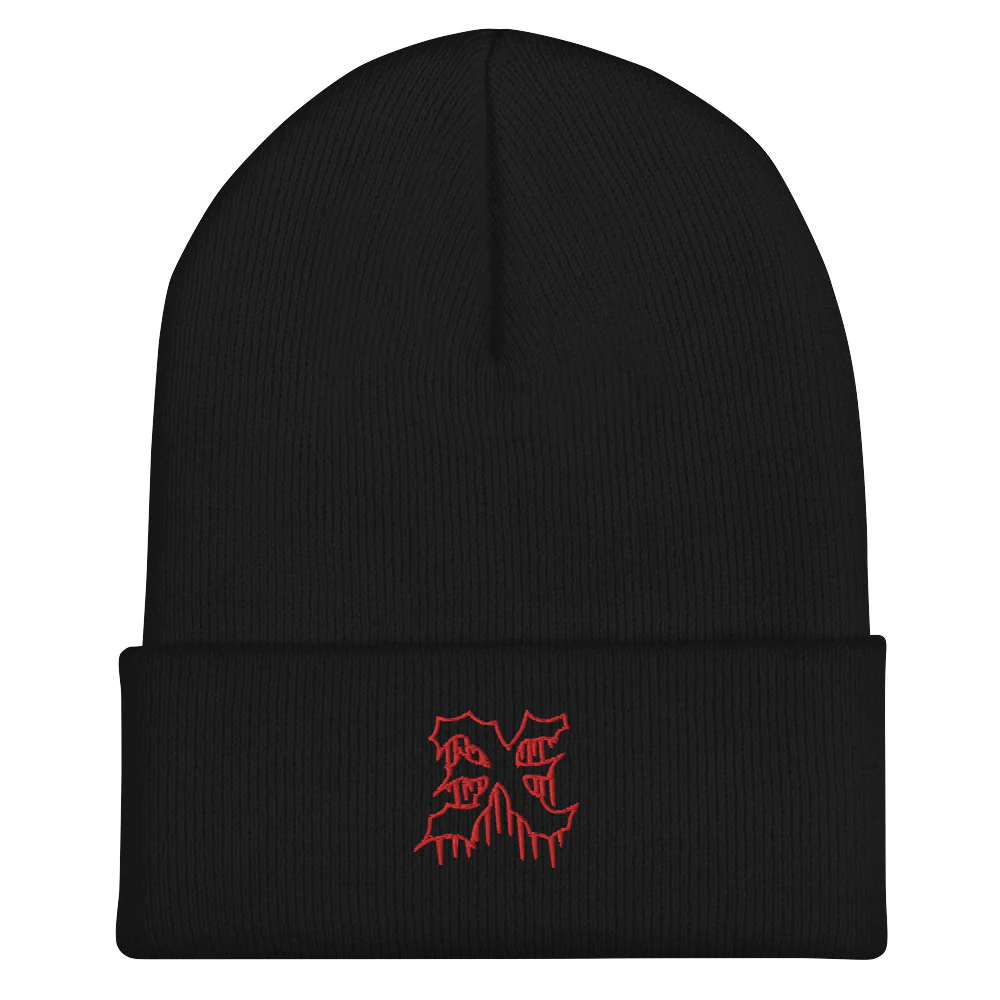 Toxic X Straight Edge Beanie in Red - Image 3