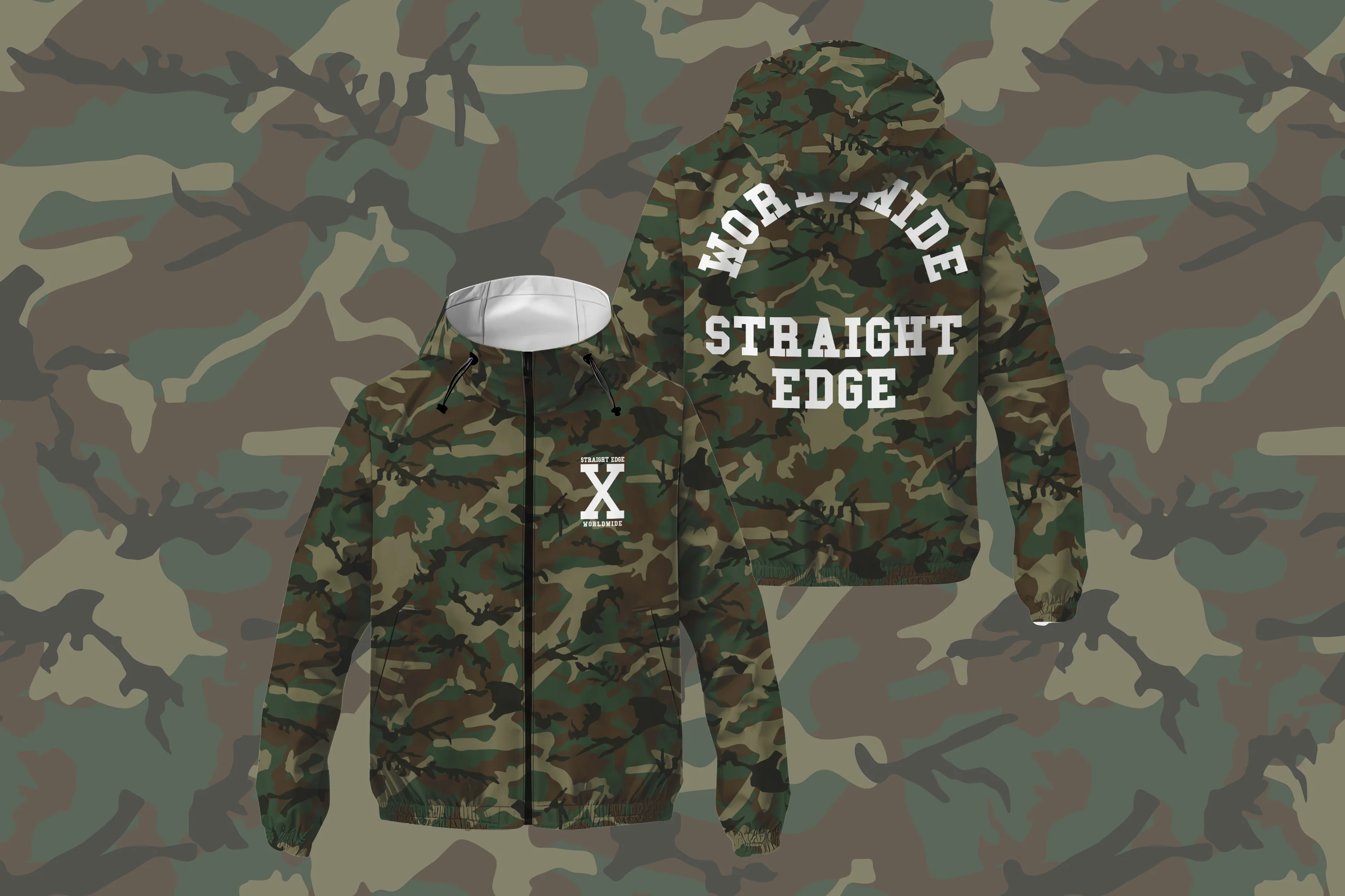 Worldwide Straight Edge Windbreaker in Woodland Camo - Image 6