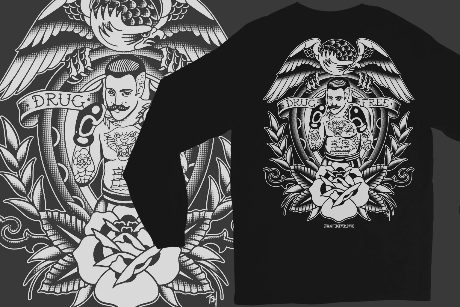 Drug Free Boxer Long Sleeve Tees - Image 3