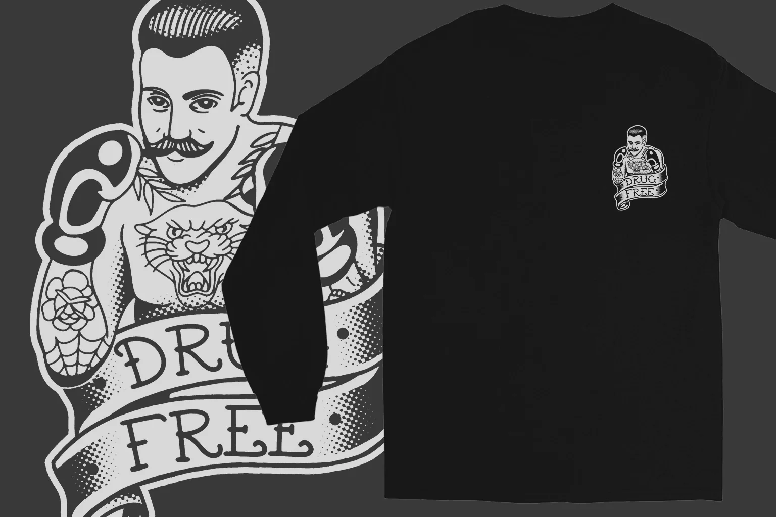 Drug Free Boxer Long Sleeve Tees - Image 4